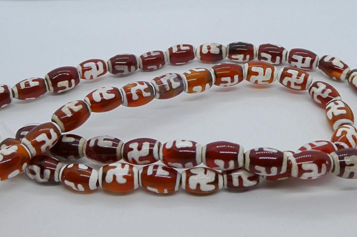 Brown with Cream Oriental Script Bead (38 Pack) - Beads And More