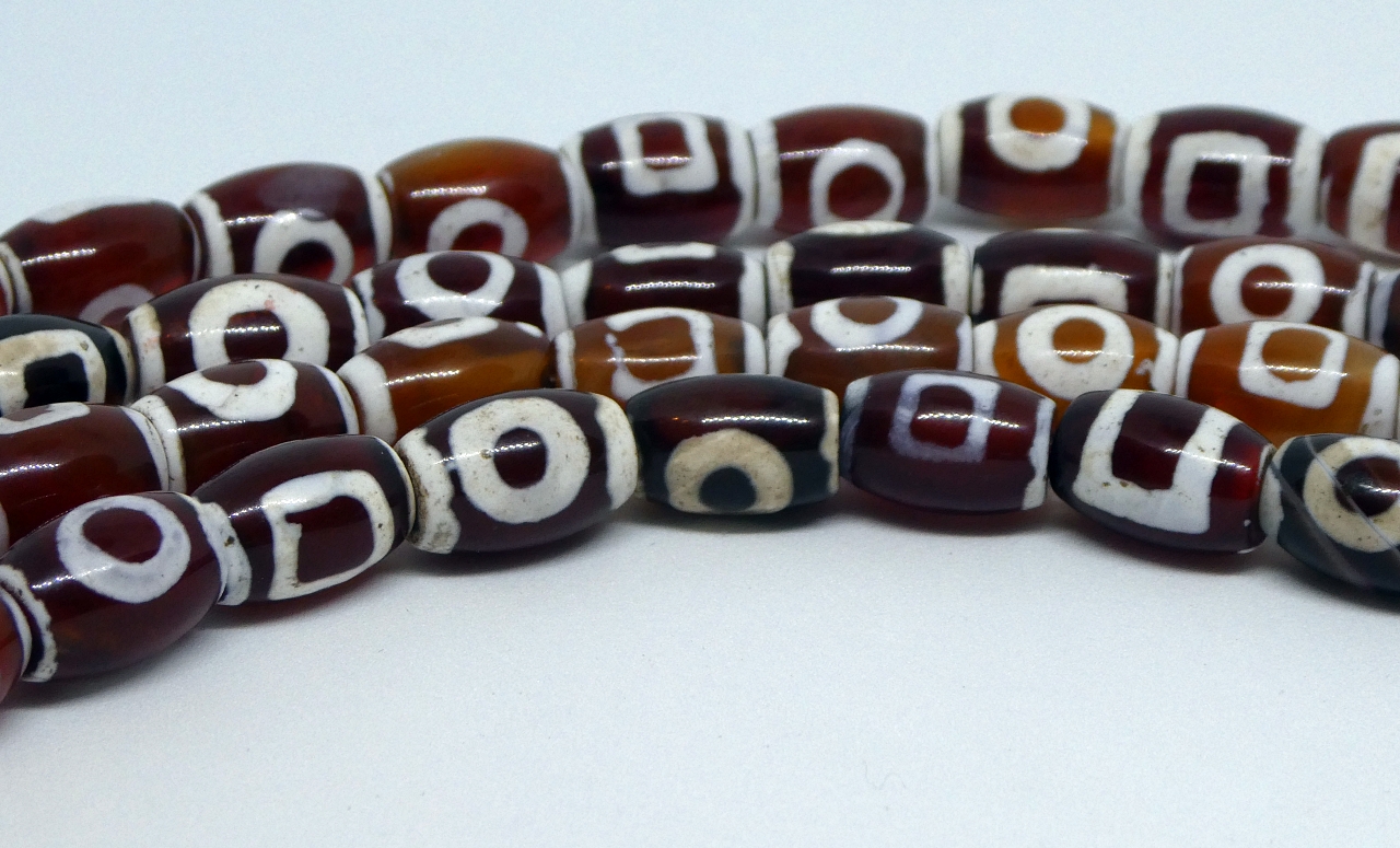 Brown with Cream Oriental Script Bead (String) - Beads And More